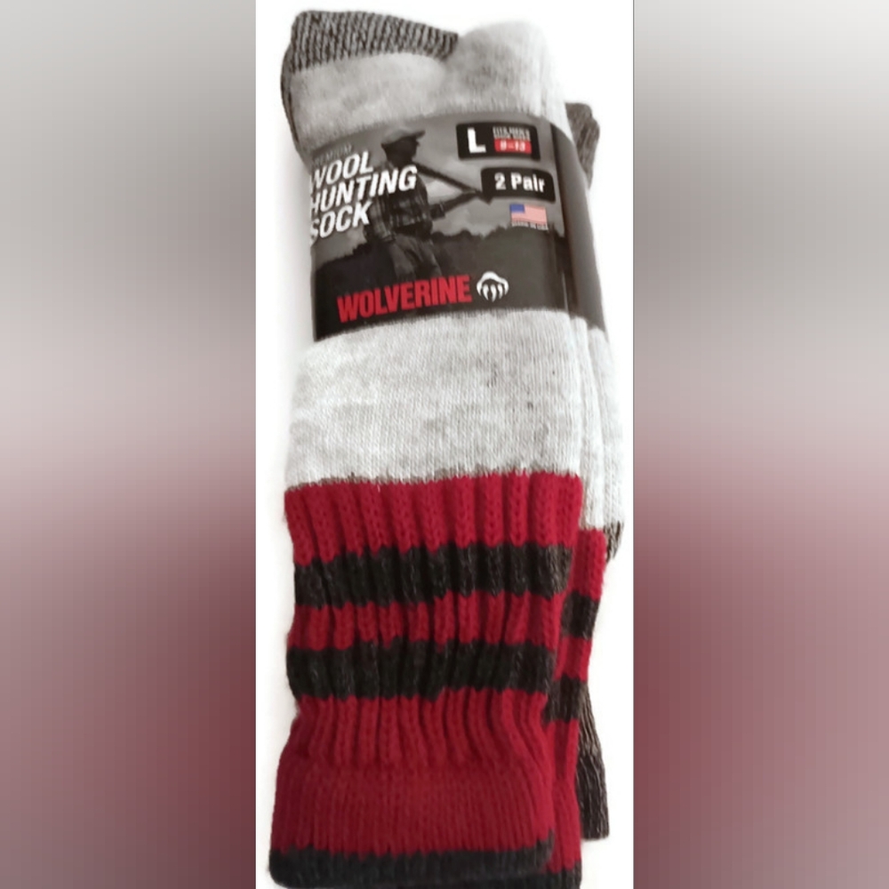 WOLVERENE  2 PAIR WOOL BLEND IR SOCKS 20% MERINO WOOL BLEND SLIGHTLY IR